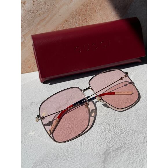 NEW Gucci GG0394S Gold Pink Lens Sunglasses RARE main image 6